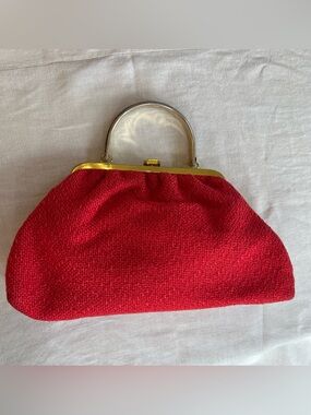 Vintage 1950s Julius Resnick Red Woven Handbag